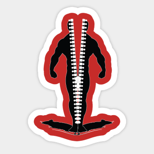 Body builder devided silhouette with mouse shadow Sticker